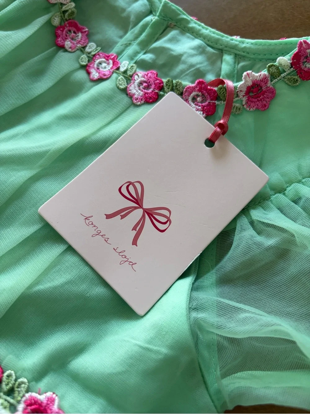 NWT $130 Soft Tiered Konges Sløjd Joelle Dress in Green Size 2 Years